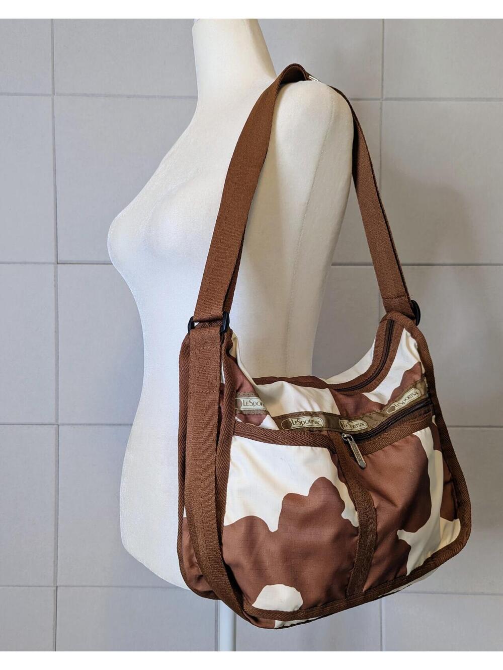 Vintage 90s 00s LeSportsac cow print shoulder bag